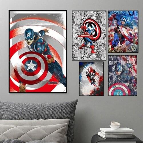 Marvel Canvas Painting Comics Movie Poster Superheroes Captain America Art Print Living Room Office Bedroom Decor Wall Picture