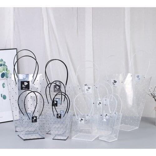 New Sale Gift Flower Packing Box Transparent Trapezoid Flower Carrier Bag Rose Plastic PVC Bouquet Packing Succulent Plant