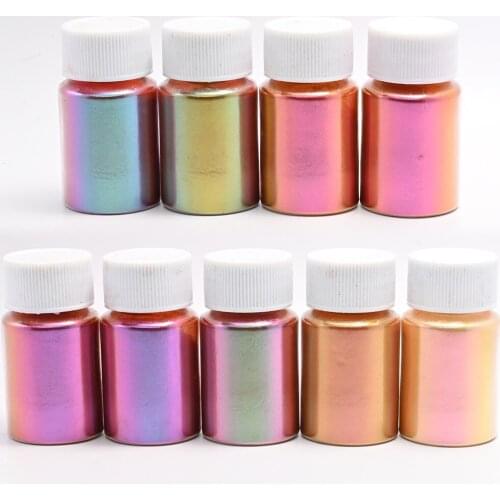 Cosmetic Grade Mica Nail Art Powder Chameleon Eyeshadow Nail Pearl Pigment DIY Kit. Powder For Nail Art/Soap Craft Shiny Glitter