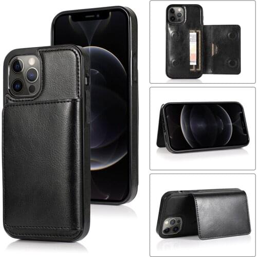 Luxury Leather Wallet Case For iPhone 11 Pro Max XS 12 Mini 6 6S 7 8 Plus X XR SE 2020 Kickstand ID Card Holder Flip Phone Cover