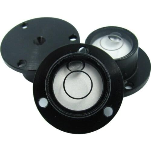 Metal Circle Flange Spirit Level Bubble with Base Horizontal Instrument Ruler Diameter 25mm 25.5mm