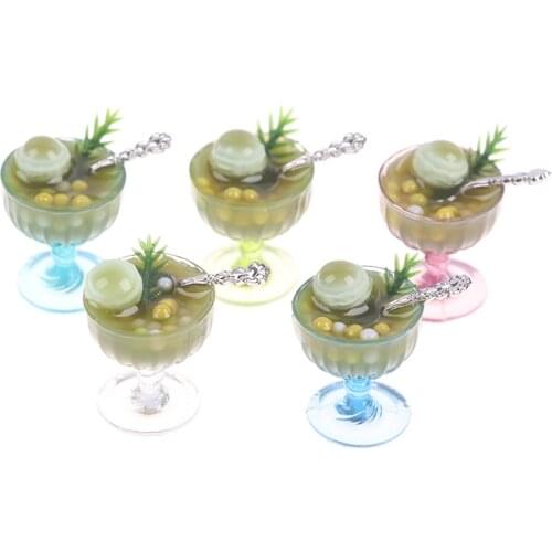 New Arrival 1:12 Dollhouse Miniatures Mini Matcha Desserts Drink Model Scene Accessories Cups Kitchen Toys
