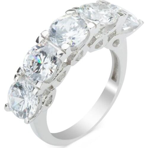 Tulip Model Zircon Gemstone Ring Silver Five Stone Ring Solitaire Jewelry Wedding Engagement Women Ring Women For Gifts