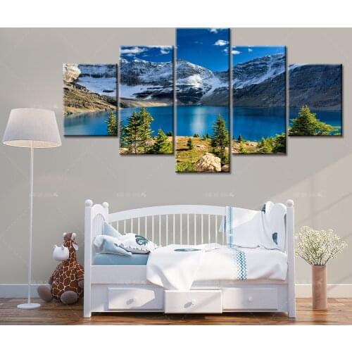 Moraine Lake 5 Panel/piece HD Print landscape modern Wall posters Canvas Art painting For home living room decoration