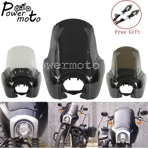 Motorcycle 15" Windscreen Headlight Fairing Cowl Mask w/ Mounting Kit for Harley Softail Street Bob Standard FXBB FXST 2018-up