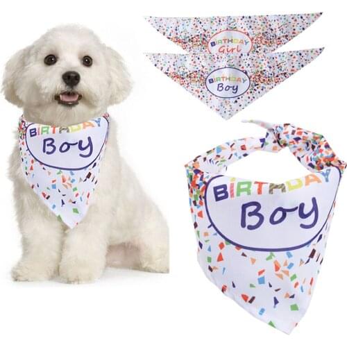 Pet Bandana Confetti Letter Print Dog Bandana Bib Pet Bib For Dog Cats Birthday Pet Dress Up Clothing Accessories Boy Girl