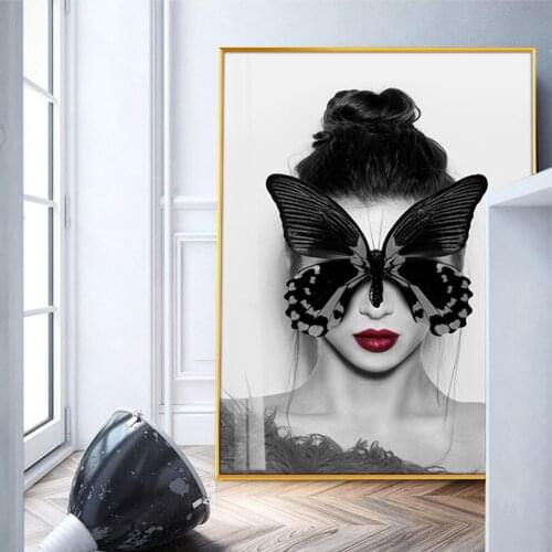 Butterfly Girl Wall Decorative Canvas Art Prints Modern Sexy Girls Modern Art Canvas Paintings Wall Art Decor Cuadros Pictures