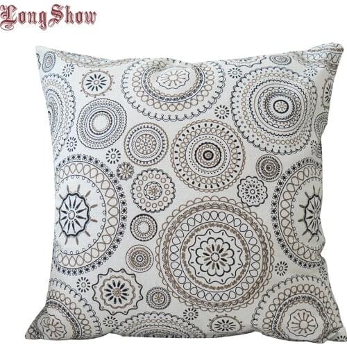 43x43cm Home Decorative Modern PillowCase Cute Circles Grey Red Color Xmas Deer Printed Cotton Linen Pillow Cover