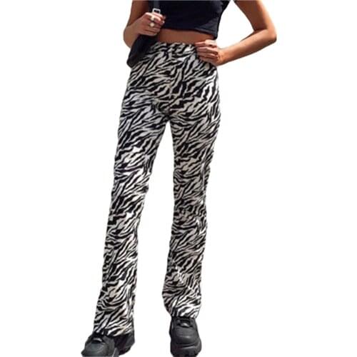 New Women Casual Long Pant Zebra Stripe Summer Autumn High Waist Casual Trousers Lounge Fashion Pants Comfortable Breathable