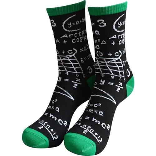 Autumn Winter Men Socks Harajuku Style Funny Function Math Printing Happy Socks Hip Hop Kawaii Combed Cotton Socks 2021
