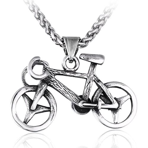 Stainless Steel Necklace For Women Man Classic Bicycle Choker Pendant Necklace Engagement Jewelry Gift