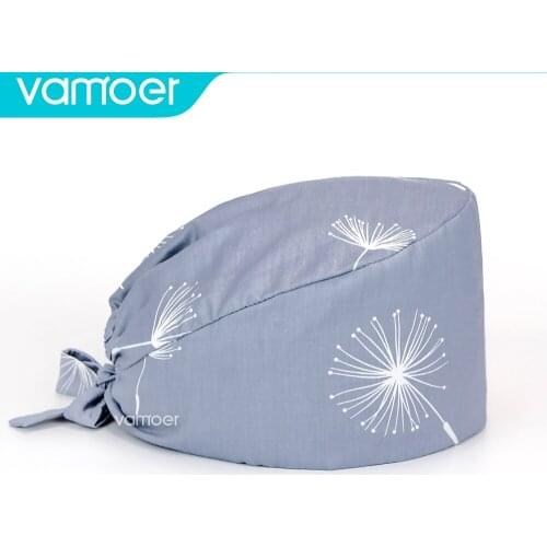 Unisex Cotton Adjustable Scrubs Cap Donuts Printing Nursing Caps Nurse Uniform Accessories Pet Lab Work Surgicals Hats wholesale