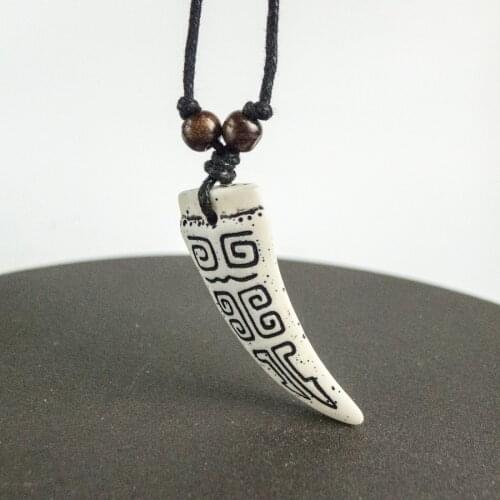 Tooth Carving limitation Yak Bone Material Bone Art Necklace Pendant Vintage Mens Rope Necklaces #GZ214