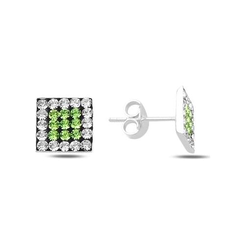 Silverlina Silver Square Zircon Stone Earrings
