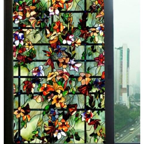 100cm Length Static Cling Glass Film Camellia Privacy Protection Opaque Decorative Water-Proof Frosted Stained Window Sticker