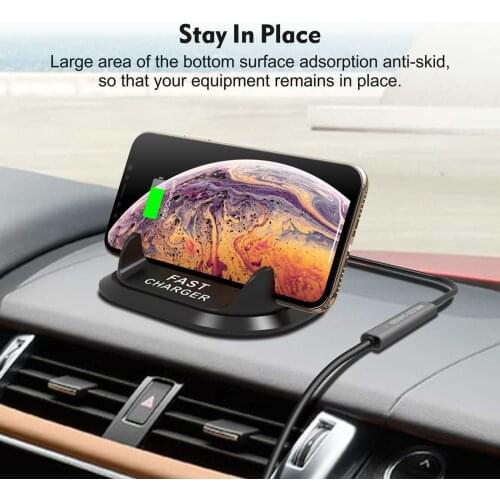 Universal 10W Qi Wireless Charger Dock Station for iPhone Anti Slip Car Dashboard Mobile Phone Holder Stand Double Coil Charger