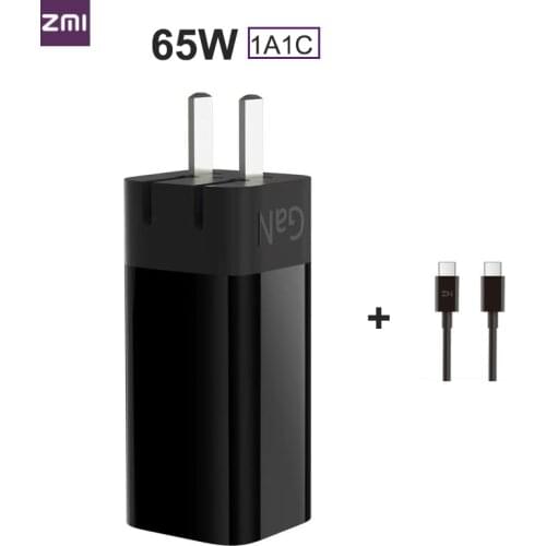 ZMI GaN 65W Type-C Charger 1A1C Dual Ports Quick Charger with Type C to Type C cable Fast Charger For Apple Macbook Smart phone