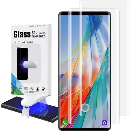 Feitenn Screen Protector with Fingerprint Unlock for LG Wing UV Glass Film Full Cover Curved Liquid Glue Tempered Glass
