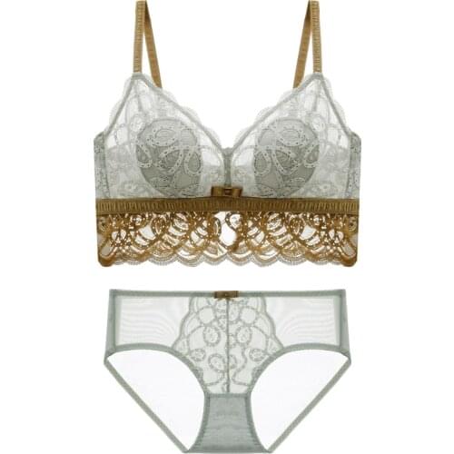 Womens Lace Bras Ultra-Thin Underwear set Perspective Bralette Breathable Bra sets Sexy Lingerie Brassiere Matching pants