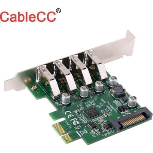 Zihan USB 3.0 4 Port 5Gbps PCI-Express X1 Card Adapter HUB Support Low Profile Bracket