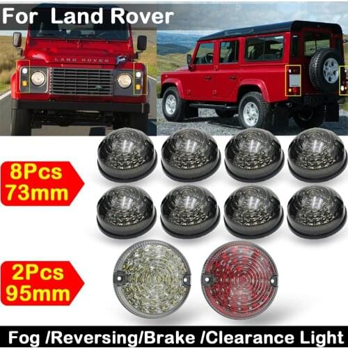 1*Red +1*Clear 8*Smoked lens LED Fog Lamp Reversing Light Brake lights Clearance Light Upgrade Kit For Land Rover Defender