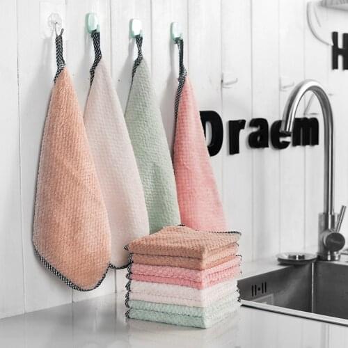 1Pcs Kitchen Cleaning Cloth Dish Towels Super Absorbent Superfine Fiber Coral Velvet Dish Towel Household Kitchen Cleaning Cloth