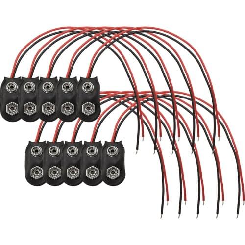 10/20Pcs 9V Battery Clip Snap On Cable Connector I Type 9V Softshell Battery Buckle Holder Leads Cord 15CM