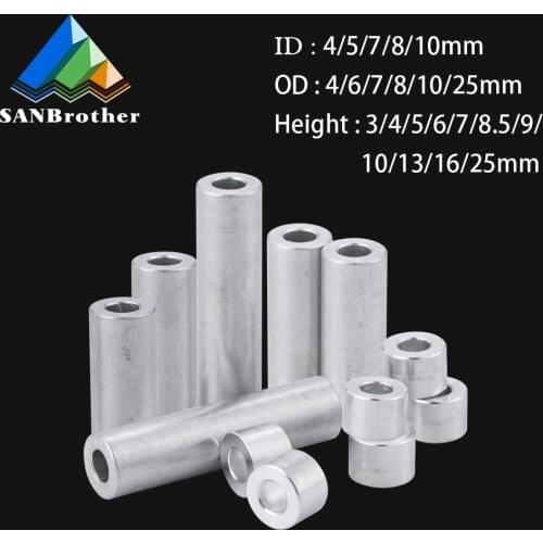10pcs aluminum spacer m4 m5 m6 M7 M10 round Aluminum Standoff rods For RC Multirotors for 3D Printer Part