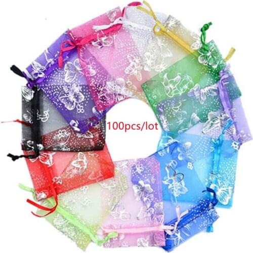 100pcs 11 Colors Jewelry Bag 10*12 Cm Wedding Gift Organza Bag Jewelry Packaging Display & Jewelry Pouches