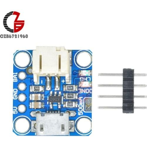 3.7V 4.2V Micro Lipo Micro USB Lithium Battery Charger Board Micro-B Li-Ion Battery Chargin Module with LED Indicator JST Socket