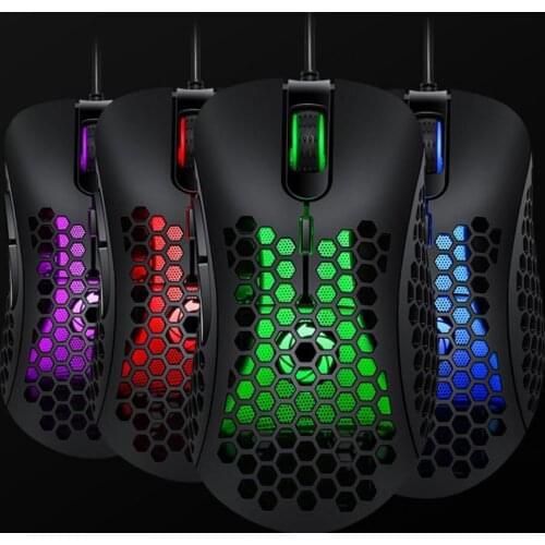 30% Off Hollow Out Honeycomb Wired Colorful Backlight Gaming Mouse for Desktop/Laptop