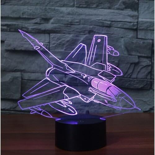 3D LED Night Light Missile Aircraft with 7 Colors Light for Home Decoration Lamp Amazing Visualization Optical Illusion Awesome