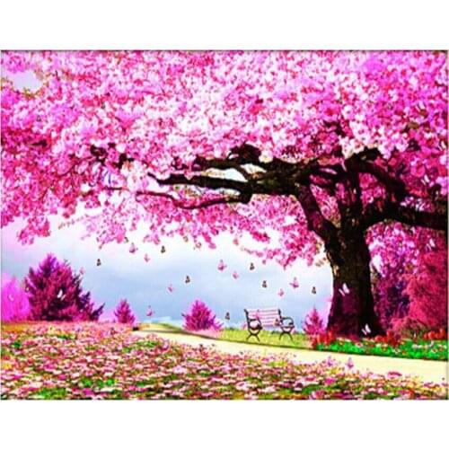 Diamond Embroidery Japanese cherry tree Landscape Picture Of Rhinestone Beadwork Diamond Embroidery Sale Kit Decoration