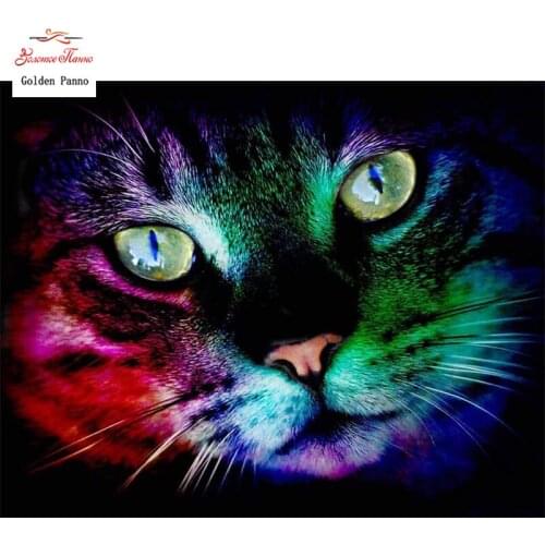 GOLDEN PANNO Diamond Painting Full Square 5D Diy Daimond Embroidery Diamant Mosaic Sale Displasy Broderie Diamant "Color Cat" 12