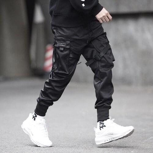 Kpop motorcycle pants hip hop fashion joggers men black casual trousers harajuku modis pantalones streetwear reflective techwear