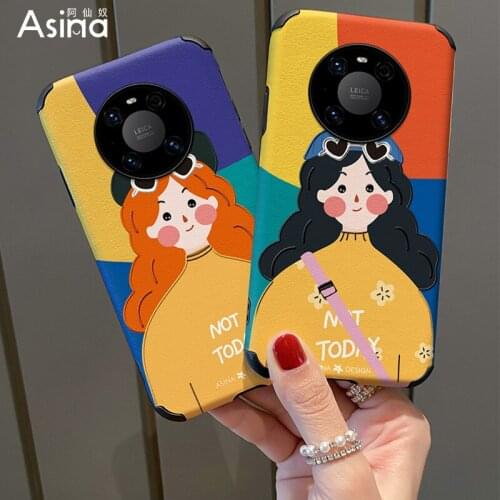 ASINA Imitation Lambskin Case For Huawei Mate 40 30 20 Pro Silicone Edge Cute Cover Capa For Huawei Honor 20 30 8x 9x 9a Women