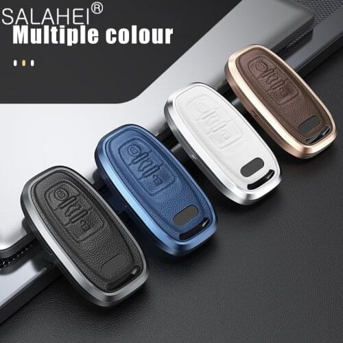 Aluminum Alloy + Leather Car Key Case Cover For Audi A3 8P 8V A4 B7 B8 B5 B9 A1 A5 Q7 Q5 A6 4F C6 C5 C7 C4 TT Q3 S3 A7 A8 C4 8N