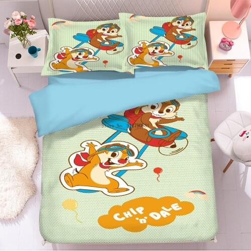 Disney Cute Chi Chi and Didi Patterns Bedding Childrens Cartoon Duvet Quilt Sleeve Pillowcase Bedroom Decor Color Printed