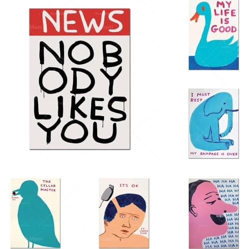 David Shrigley, swan, elephant, rabbit, the truth of life, life is beautiful, funny, jokes, friends' gifts, modern art, poster p