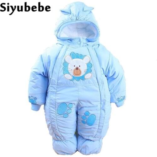 Newborn Baby Romper Thicken Warm Coral Fleece Cotton-Padded Overalls Clothes Bebe Cartoon Animal Style Rompers Jumpsuit Clothing