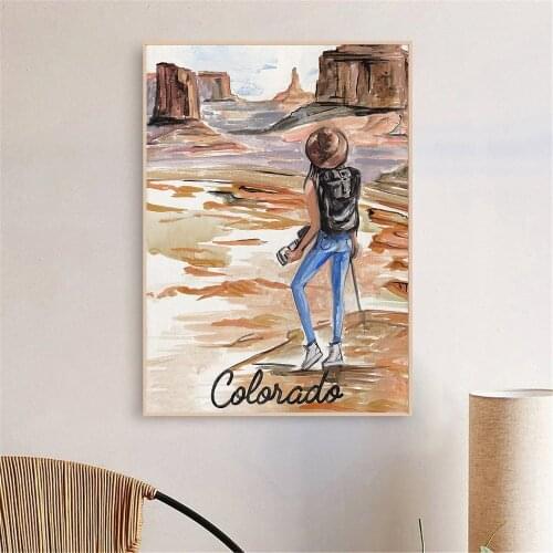 Colorado Travel Wall Art Poster Painting Abstract Mountain Landscape Canvas Print Nordic Artwork Wall Pictures Living Room Decor