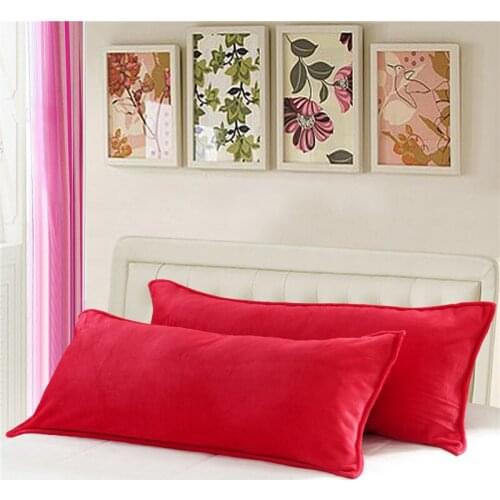 45*120cm 45*150cm Double Flannel Pillowcase for Winter Solid Color Long Pillowslip Home Bedding Pillow Cover One piece/lot RED