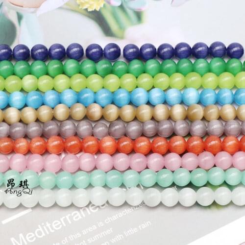 Fctory Price Natural Moon Stone Beads Cat Eye Round Loose Beads For Jewelry making 16" Strand Charms Bracelet 4-12 MM Pick Size