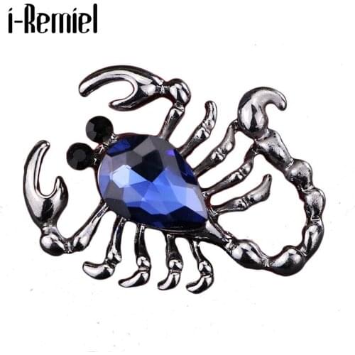 I-Remiel New Fashion Korean Rhinestone Scorpion Insect Crystal Metal Brooch Pin for Men Badge Shirt Suit Collar Accessories