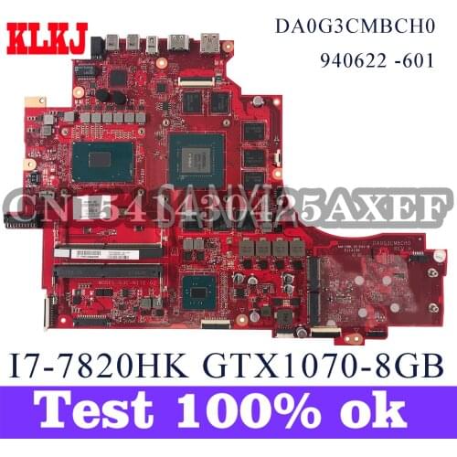 KLKJ DA0G3CMBCH0 Laptop Motherboard For HP OMEN-X 17T-AP000 940622-601 Original Mainboard I7-7820HK GTX1070-8GB