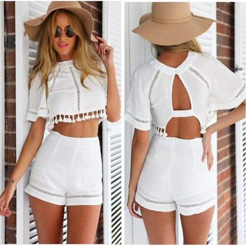 Fashion Style Dress White Vestidos Short Backless Bodycon Dress 2 Piece Set Women Dress 3S2364