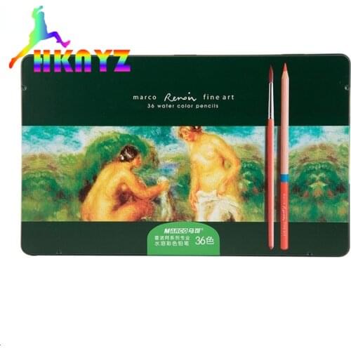 1sets Marco Renoir Watercolor/ Water soluble Pencils 48/72 color Prismacolor Soft Core Fine Art Pro Supplies Tin Set For Draw