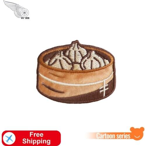 Chinese Food Xaio Long Bao Cartoon Embroidery Patch Sew on or Iron on for Clothing Kids Bag Jackets Cute Wholesale Cheap Patches