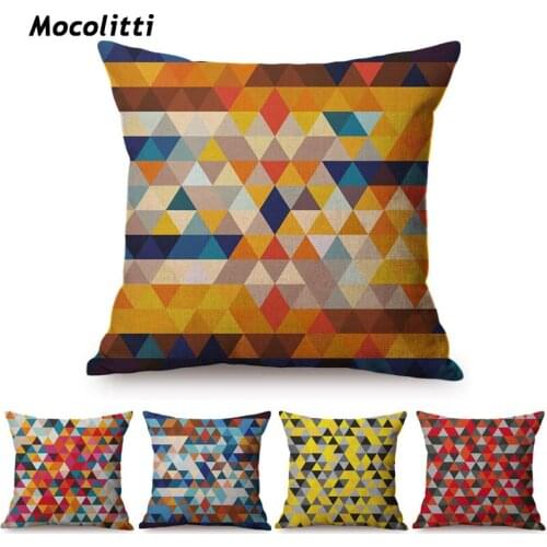 Nordic Vintage Triangles Mosaic Cushion Cover Colorful Plaid Geometric Throw Pillows Home Decorative Sofa Seat Outdoor Cojines