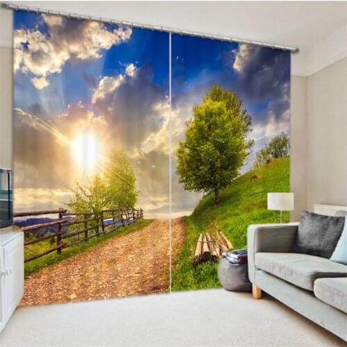 Window Curtains mountain path Luxury Blackout 3D Curtains For Living Room office Bedroom Drapes cortinas Rideaux Customized size